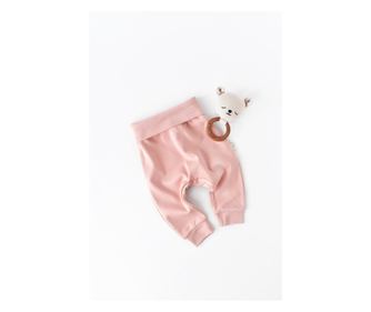 Pantaloni Bebe Unisex din bumbac organic Roz pudra BabyCosy (Marime: 9-12 luni)
