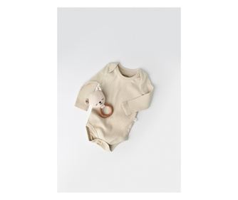 Body za dojenčke uniseks z dolgimi rokavi iz 95 % organskega bombaža s 5 % elastana - krem, BabyCosy (velikost: 3–6 mesecev)