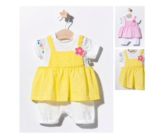 Poletna salopetka za dojenčke Flower, Tongs baby (Barva: Rumena, Velikost: 3-6 mesecev)