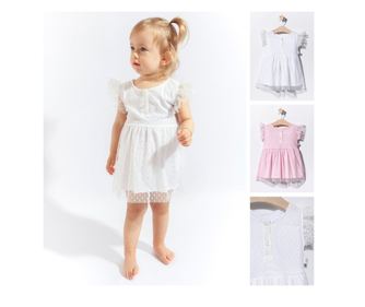 Eleгантna oblekica iz tila za deklice, Tongs baby (Barva: Ekru, Velikost: 6–9 mesecev)