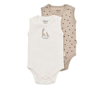 Комплект от 2 броя бебешки бодита без ръкави Жираф, BabyCosy, 100% органичен памук (Размер: 12-18 месеца)