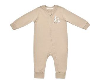 Salopeta cu fermoar Girafa, BabyCosy, 100% bumbac organic, Mink (Marime: 18-24 Luni)