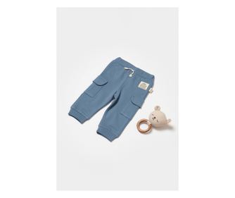 Панталони с странични джобове, Two thread, 100% органичен памук - Indigo, BabyCosy (Размер: 9-12 месеца)