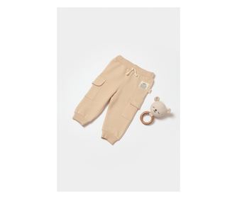 Детски панталони с джобове, Two thread, 100% органичен памук - Stone, BabyCosy (Размер: 3-6 месеца)