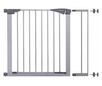 Poarta, grilaj, de siguranta, protectie copii, inchidere automata, cu extensie 14 cm, metalica, gri, 79/84x75 cm, Springos