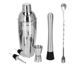 Bárkészlet, koktél shaker, rozsdamentes acél, 6 részes készlet, 550 ml, Springos
