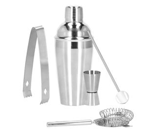 Bárpultokhoz való készlet, koktél shaker, rozsdamentes acél, 5 részes készlet, 550 ml, Springos