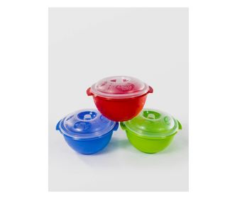 2,5 literes műanyag tál fedővel és mintával, Sterk, különböző színekben