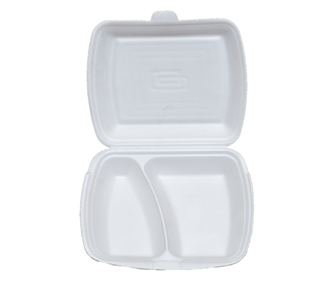 Polistirenska posoda s pokrovom, 2 predelka, set 100 kosov, 24 x 21 x 7 cm