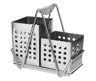 Suport pentru tacamuri si ustensile cu 2 compartimente din otel