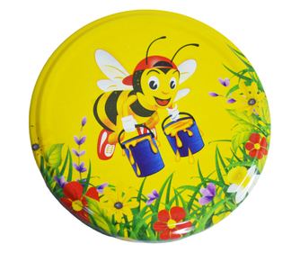 Komplet 50 pokrovčkov za kozarce za med s čebelami, FI 82 mm, večbarvni