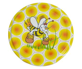 Komplet 50 pokrovčkov za kozarce z motivom čebel, FI 66 mm, večbarvni