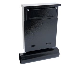 Poštovní schránka, s prostorem pro noviny, černá, formát B6, 23x6.5x33.5 cm, Damech