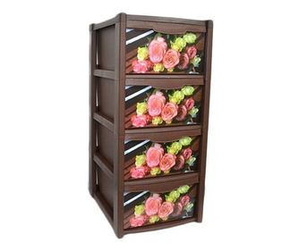 4 fiókos műanyag tároló virágokkal