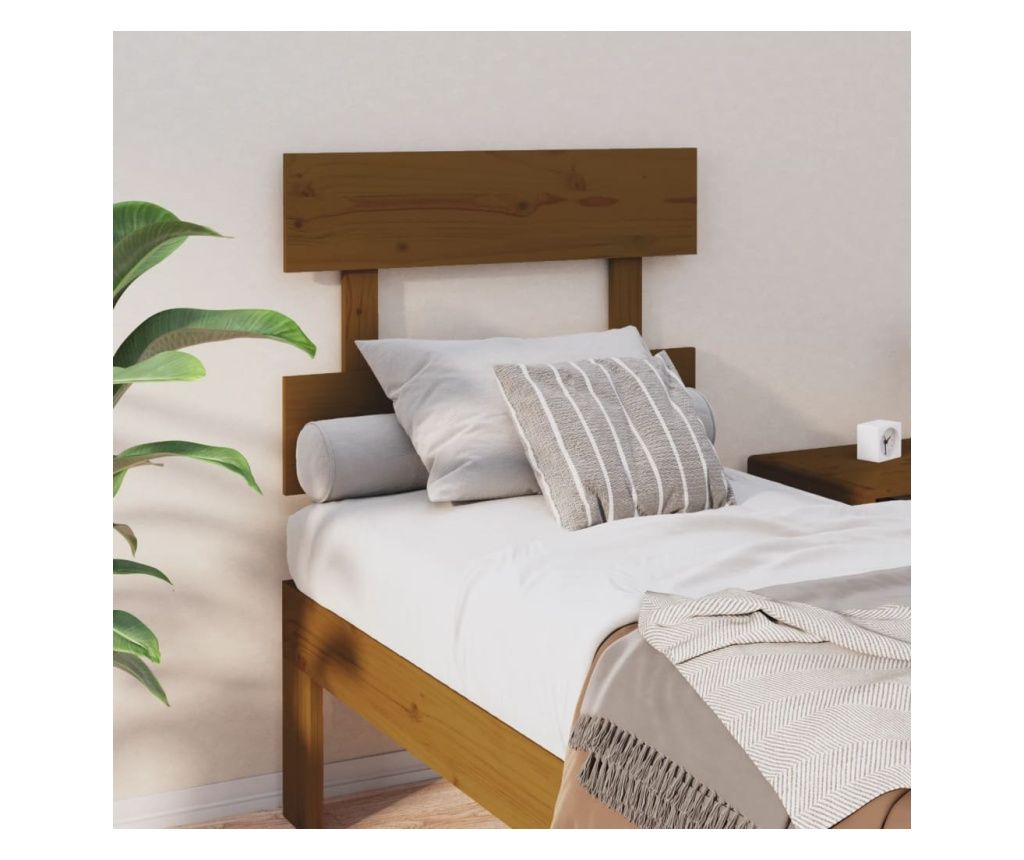 Bed headboard, honey brown, 93.5x3x81 cm, solid pine wood