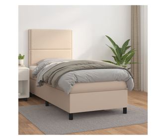 Кутия за пружини за легло с матрак, капучино, 100x200 см изкуствена кожа