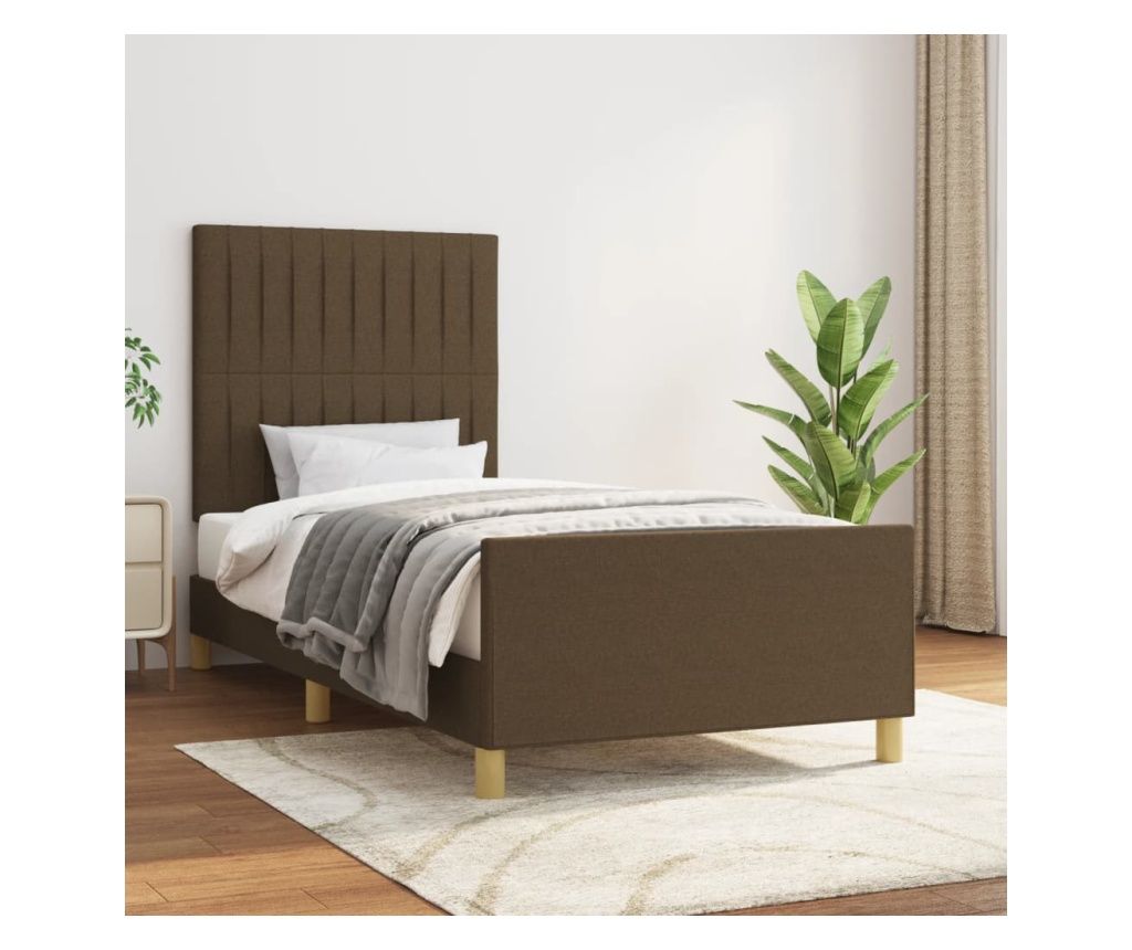 Okvir za krevet s uzglavljem, tamnosmeđi, 100x200 cm, tkanina