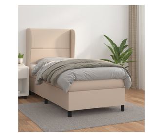 Кутия за пружини за легло с матрак, капучино, 100x200 см изкуствена кожа