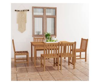 Set vrtnog namještaja, 7 dijelova, masivno tikovo drvo