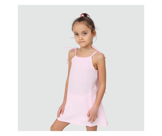 Rochie de vara cu snur pentru fetite, din muselina, Magic Pink, 18-24 luni