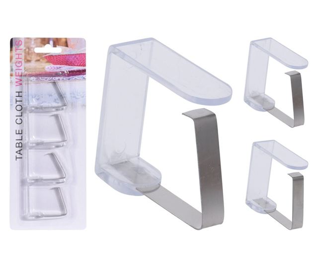 Σετ 8 κλιπ τραπεζιού Excellent Houseware, πλαστικό, 5x4 cm, διάφανο