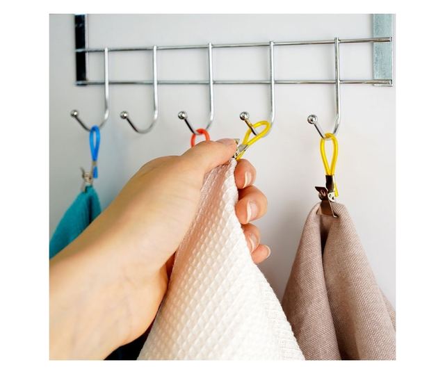 Σετ 10 κλιπ για πετσέτες Excellent Houseware, ανοξείδωτο ατσάλι, 5.5x1.5 εκ., πολύχρωμο