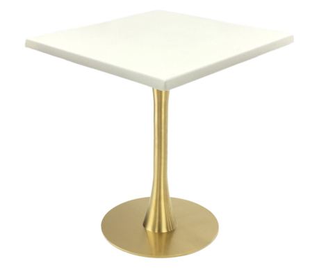 Masa bistro patrata Raki Uni Art, 70x70xh74cm, blat werzalit si picior metalic auriu cu baza rotunda 45cm