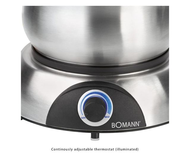Bomann fondü gép, FD 2248 CB, 1,2 l, 8 fondü villa, rozsdamentes edény, állítható hőmérséklet, túlmelegedés elleni védelem, tűzh