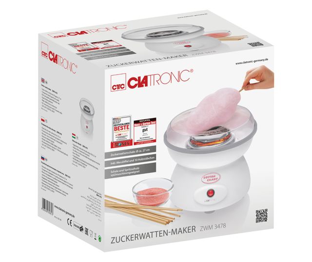 Clatronic ZWM 3478 vattacukor készítő, 27 cm, 230 V, 500 W