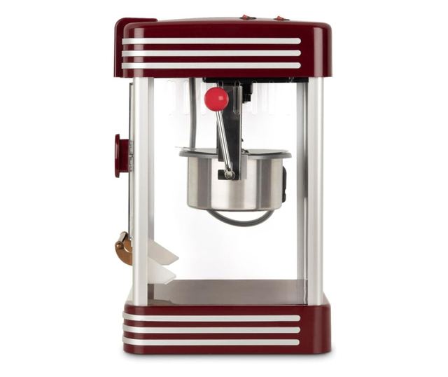 H.Koenig POP330 retro pattogatott kukorica gép, 360 W, 50 g-os edény, rozsdamentes acél, belső világítás, hőmérséklet fenntartás
