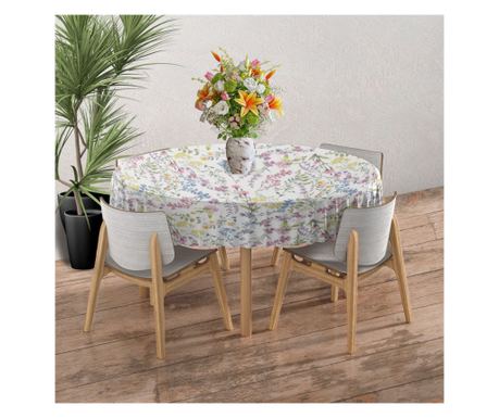 Fata de masa musama rotunda Bottigelli Dolce Vita, multicolor, model floral, PVC, diametru 160 cm