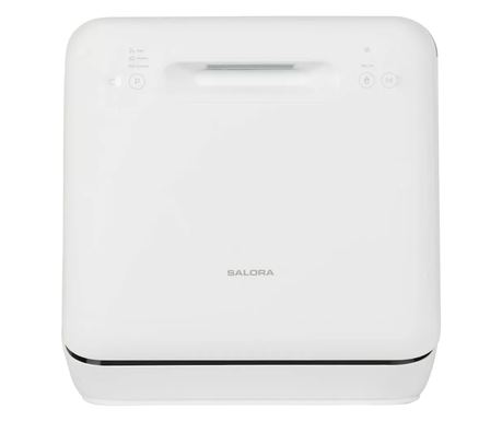 Salora mini mosogatógép, ideális lakókocsikba/kempingbe/kis helyekre, 3 program Eco/Intensive/Rapid, 5 literes víztartály, maxim
