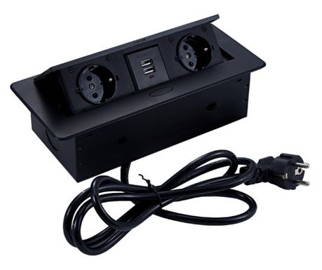 Priza Incorporabila in Blat Bucatarie, Masa sau Birou, 2 USB si 2 Prize Schuko