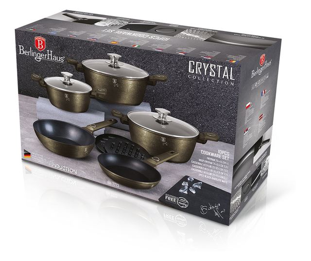 Márvány bevonatú edénykészlet, 10 darabos, tapadásmentes, Crystal Collection Berlinger Haus BH 7773