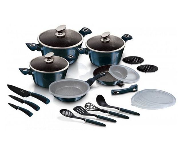 Set oale marmorate 22 piese Metalic Line Aquamarine Berlinger Haus BH 7183