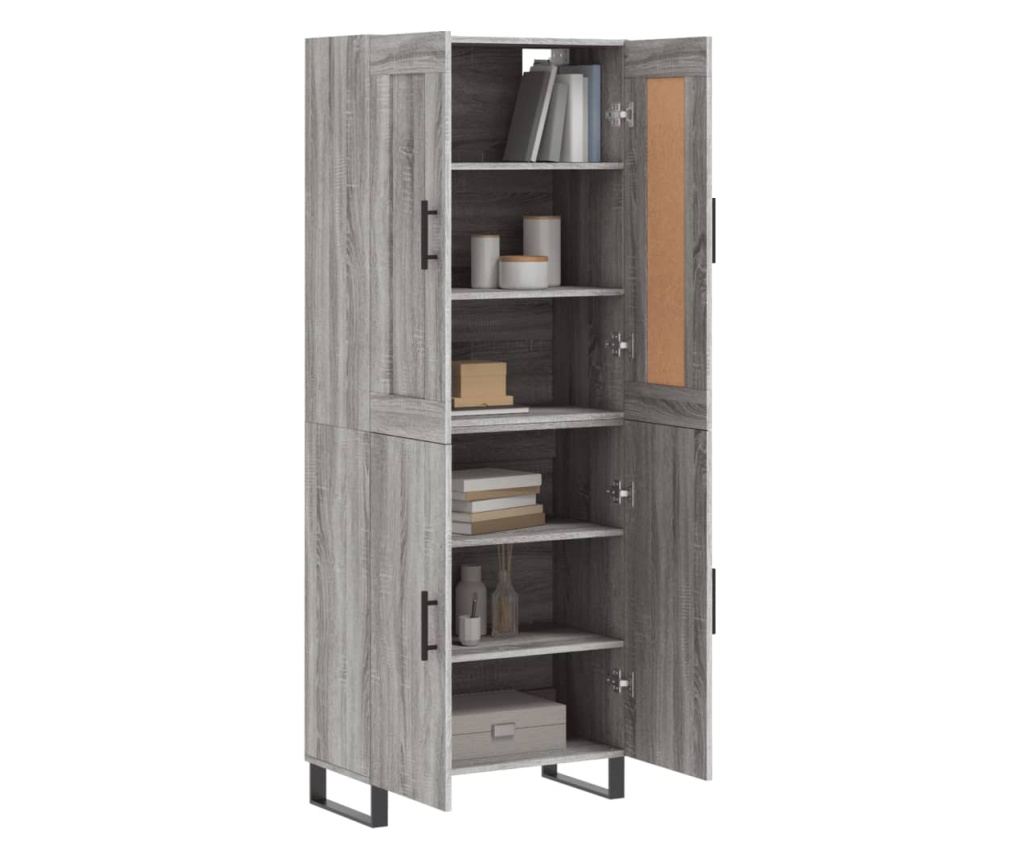 Visoki ormarić, sonoma siva, 69,5x34x180 cm, kompozitno drvo - 3