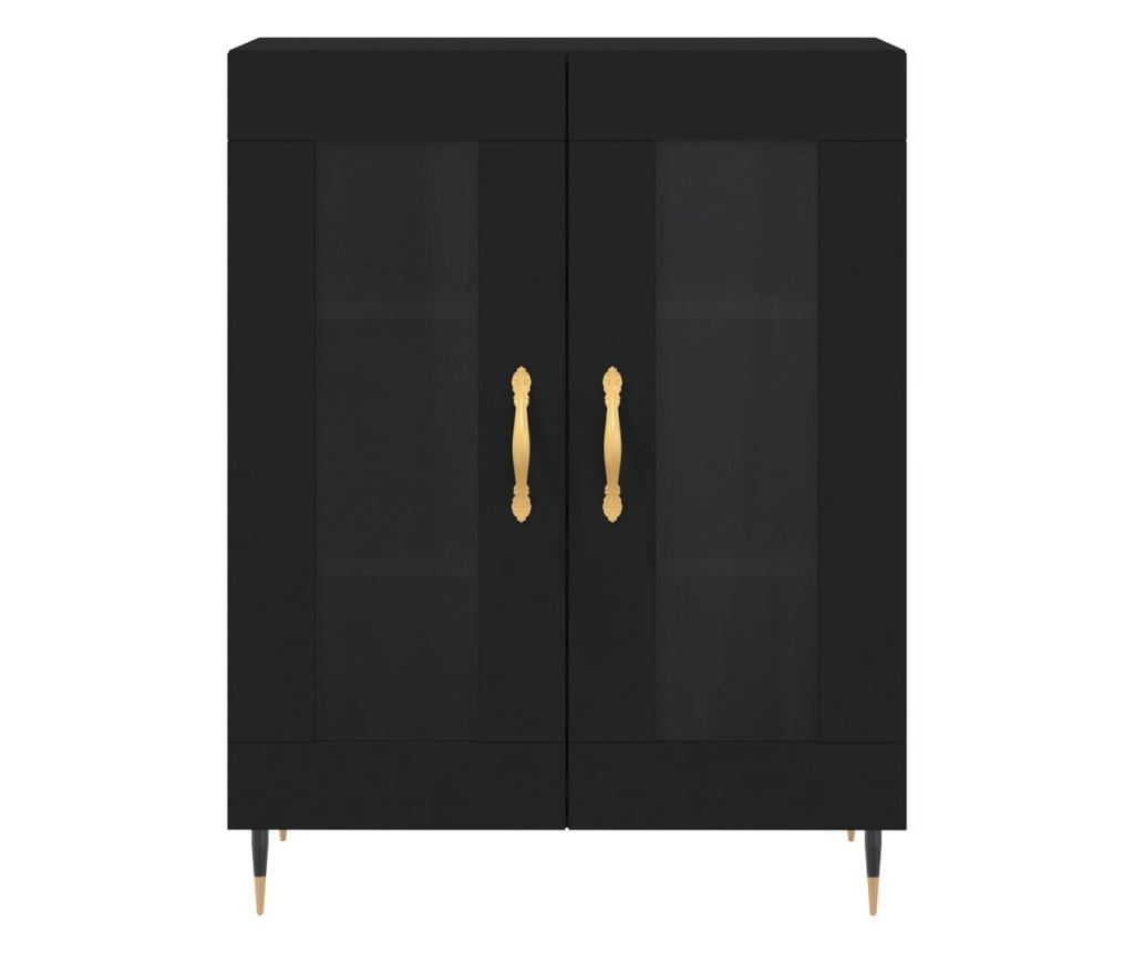 Visoka crna komoda, 69,5x34x180 cm, kompozitno drvo - 8
