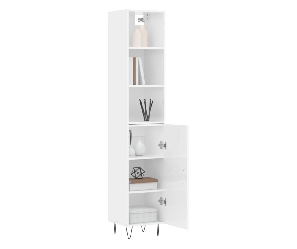 Visoka ormar, bijela visokog sjaja, 34,5x34x180 cm, obrađeno drvo - 3