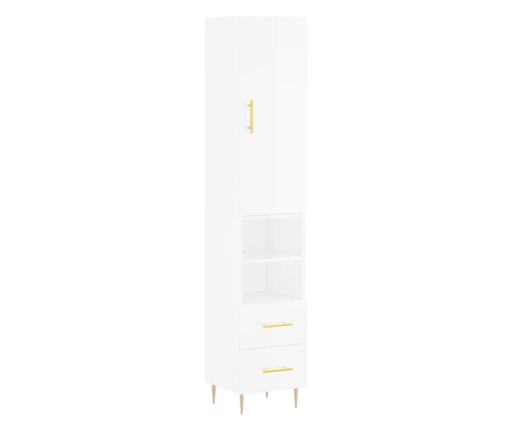 Visoka ormar, bijela visokog sjaja, 34,5x34x180 cm, obrađeno drvo - 2