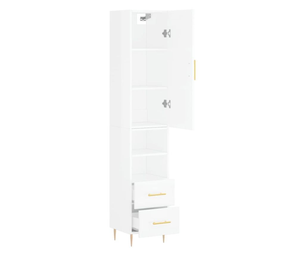 Visoka ormar, bijela visokog sjaja, 34,5x34x180 cm, obrađeno drvo - 4