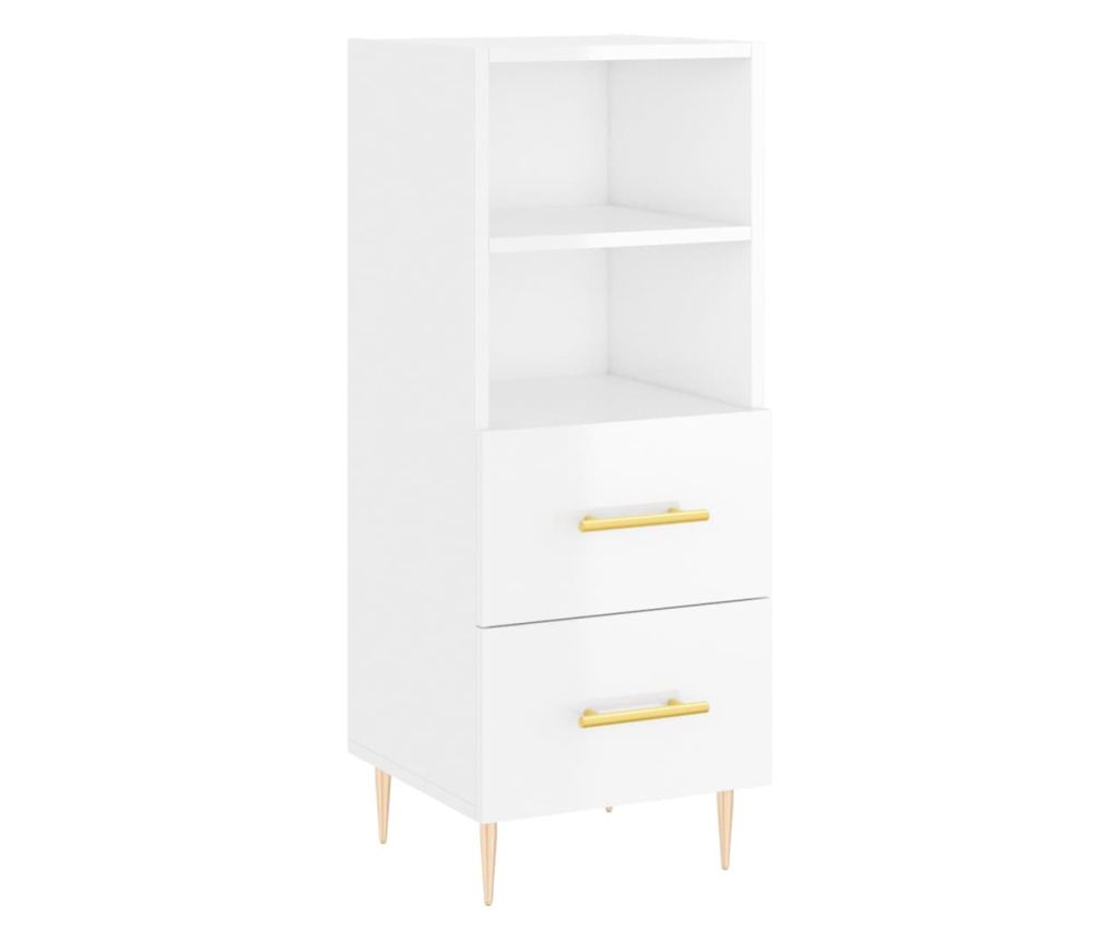 Visoka ormar, bijela visokog sjaja, 34,5x34x180 cm, obrađeno drvo - 5