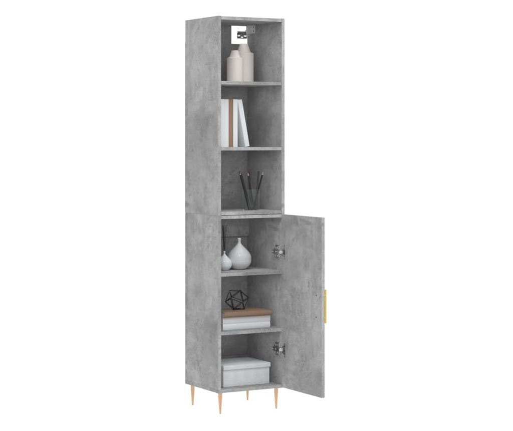 Visoka ormar, siva beton, 34,5x34x180 cm, obrađeno drvo - 3