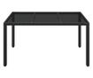 Masă grădină cu blat din sticlă, negru, 150x90x75 cm, poliratan