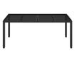 Masă grădină cu blat din sticlă, negru, 190x90x75 cm, poliratan