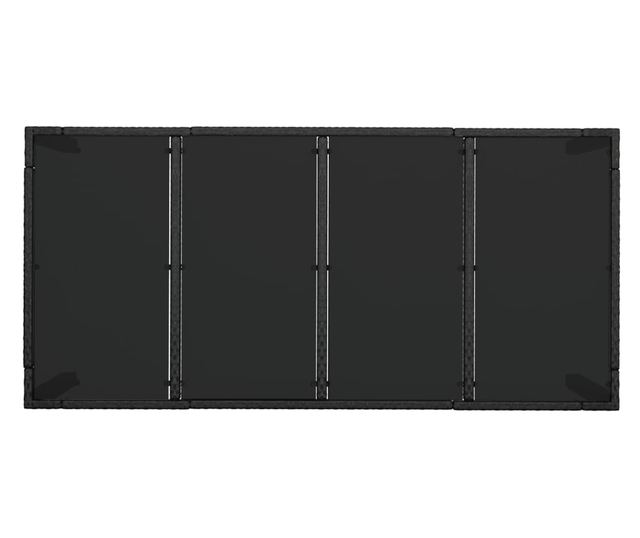 Masă grădină cu blat din sticlă, negru, 190x90x75 cm, poliratan