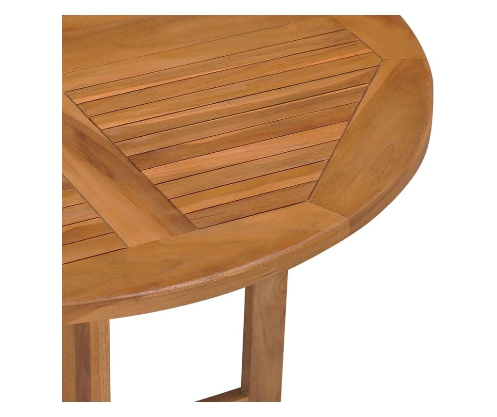Сгъваема градинска маса, Ø90x75 см, Масивно тиково дърво - 6