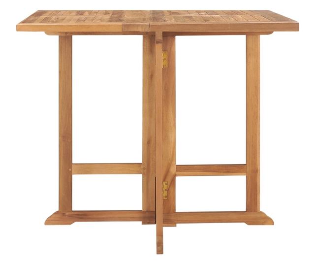 Сгъваема градинска маса, 90x90x75 см, Масивно тиково дърво