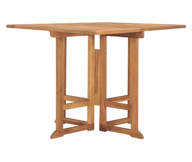 Сгъваема градинска маса, 90x90x75 см, Масивно тиково дърво