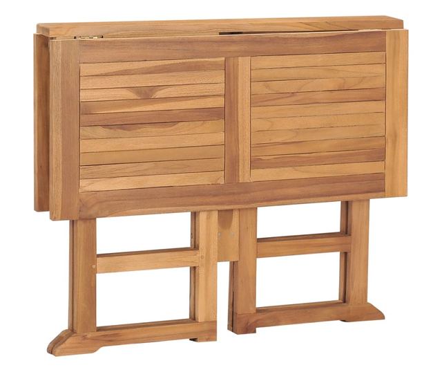 Сгъваема градинска маса, 90x90x75 см, Масивно тиково дърво
