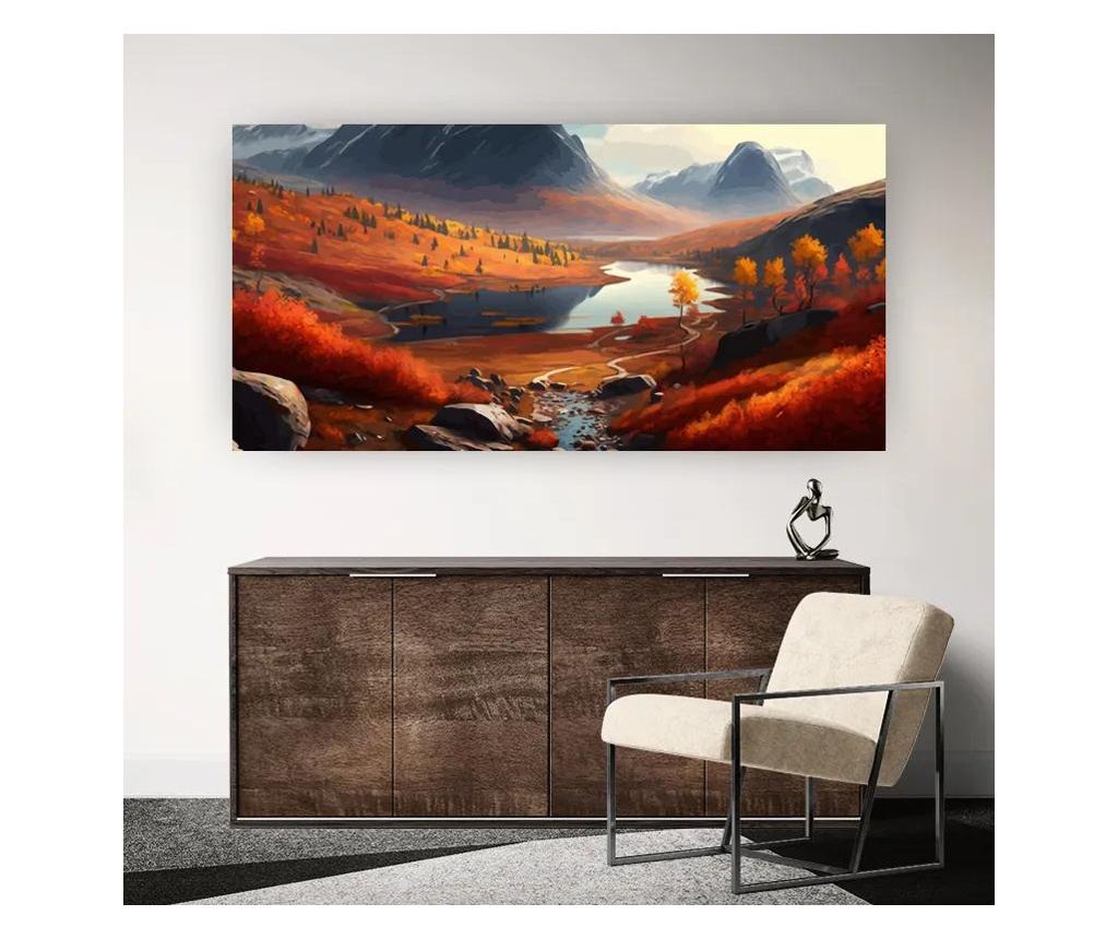 Vászonkép, Autumn Field Lake, 100x200 cm - 5